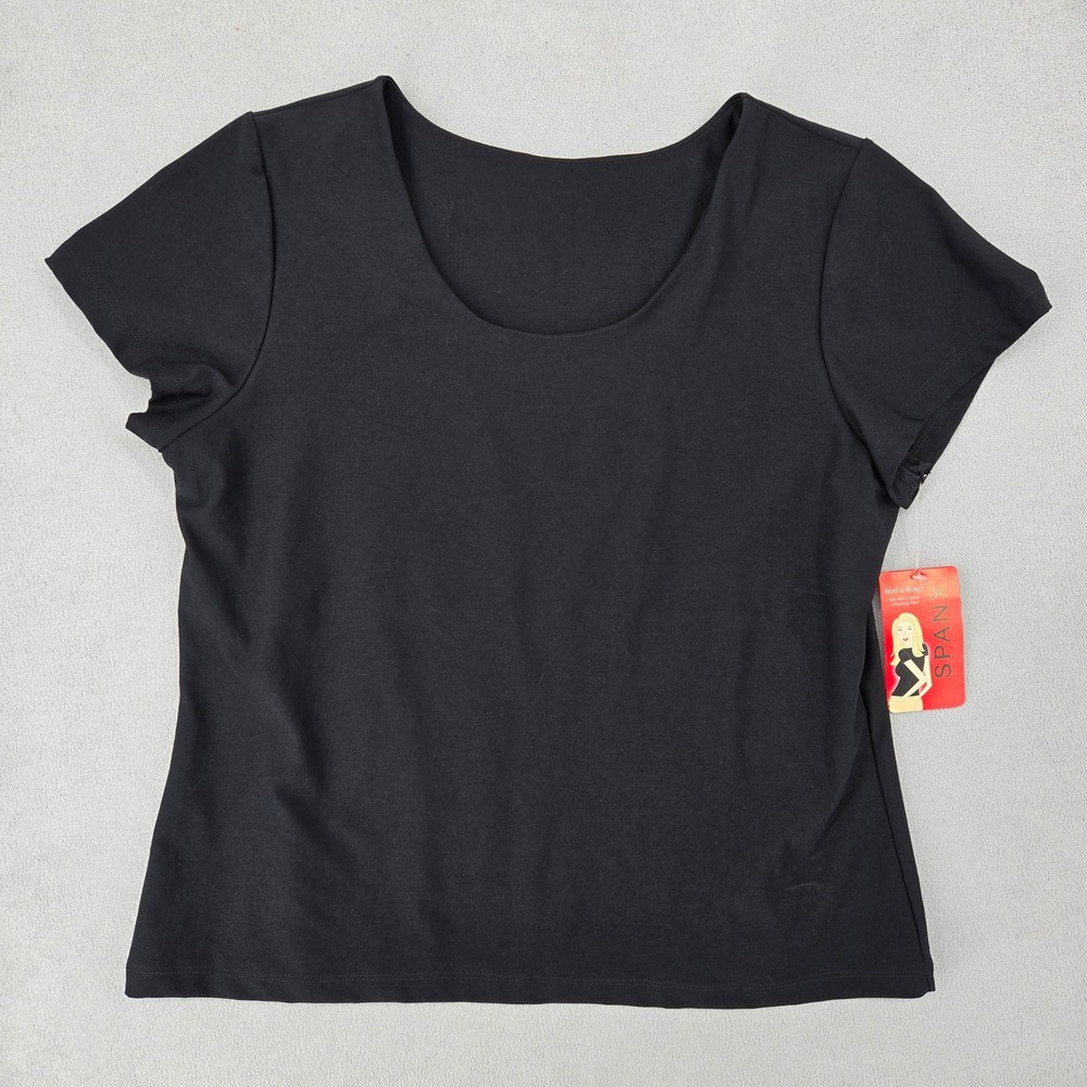 Spanx Women NWT Large Bod-a-Bing! Slimming Liner Scoop Neck Top Black Shapewear